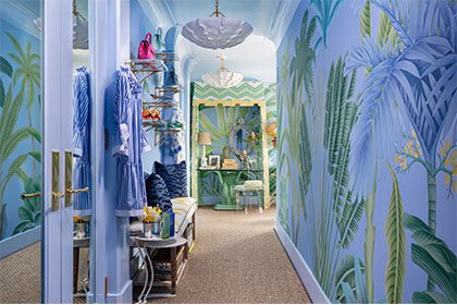 The Lewis Design Group Hallway with Tropical Statement Wallpaper