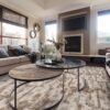 Designer family home casual living room in neutral tones and tex