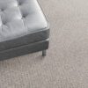 Leather seat on knitted wool carpet