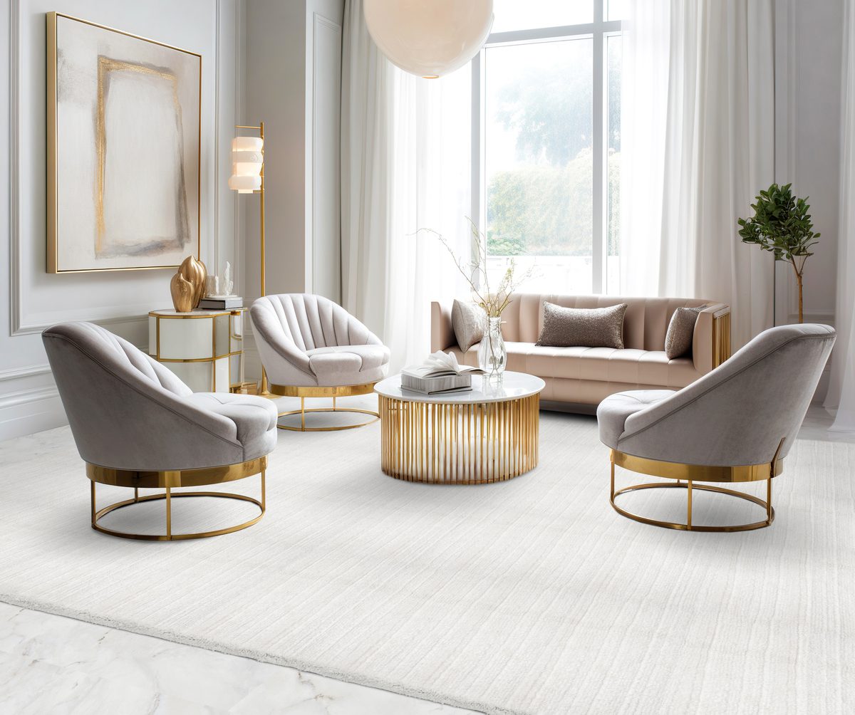 Design furniture with golden elements in luxury room. Hollywood