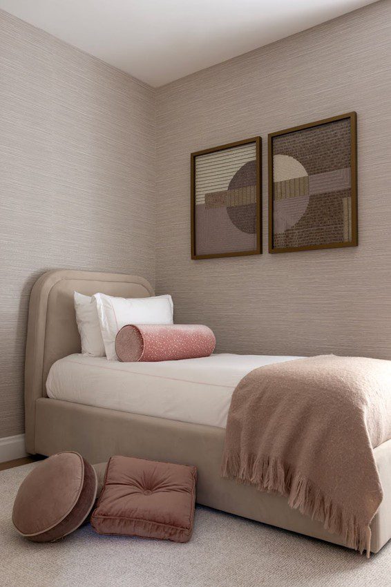 Single twin bed in a minimalistic bedroom