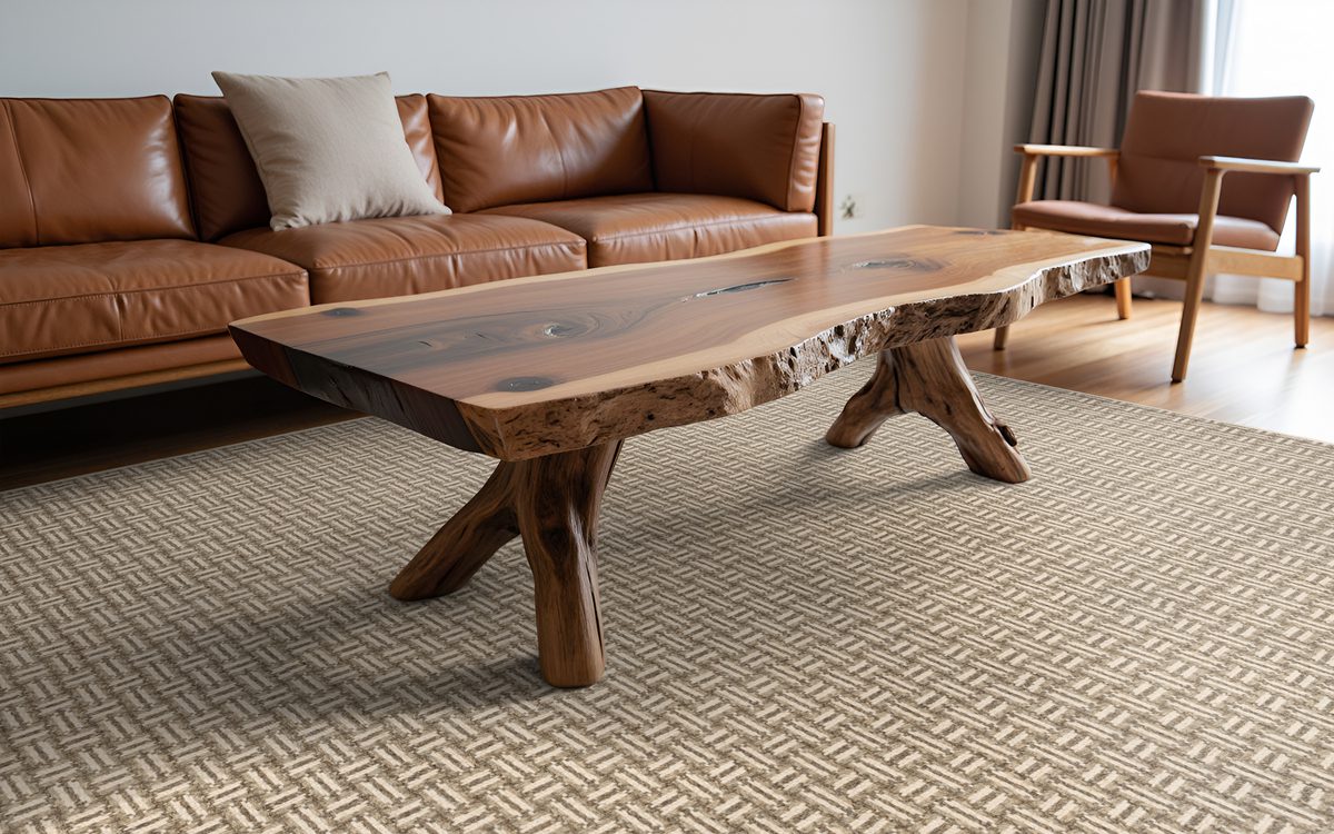 Unique live edge coffee table – stylish living room interior Unique live edge coffee table – stylish living room interior